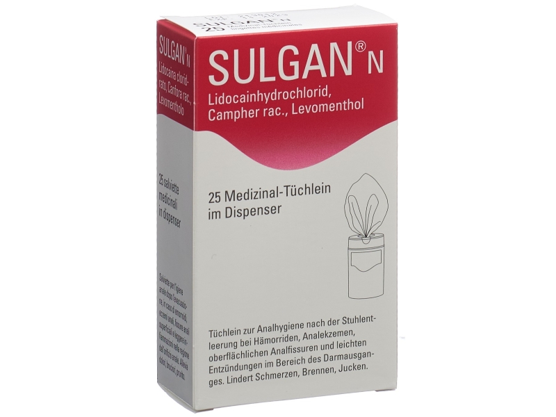 SULGAN lingettes médicinales en dispenseur 25 pièces